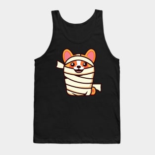 Corgi Mummy Costume Halloween Retro Colorful Tank Top